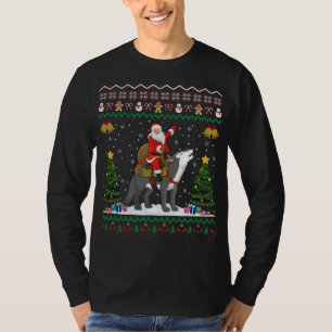T-shirt Vilain Loup Noël Cadeau Père Noël équitation Loup