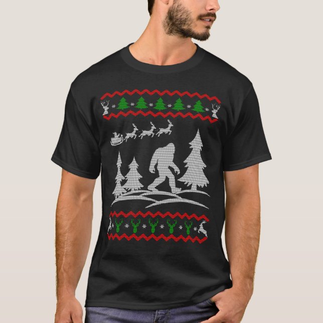 T-shirt Vilain Noël Bigfoot Drôle (Devant)