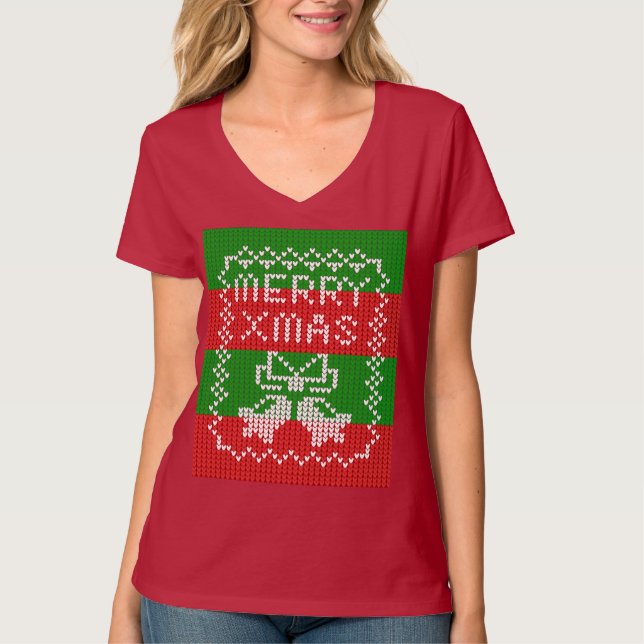 T-shirt Vilain pull motif sonnettes Joyeux fils Xmas (Devant)