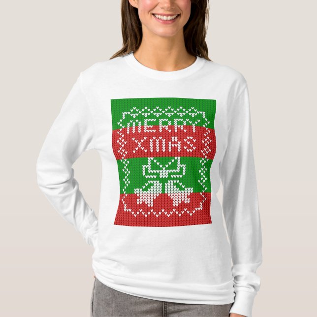 T-shirt Vilain pull motif sonnettes Joyeux fils Xmas (Devant)