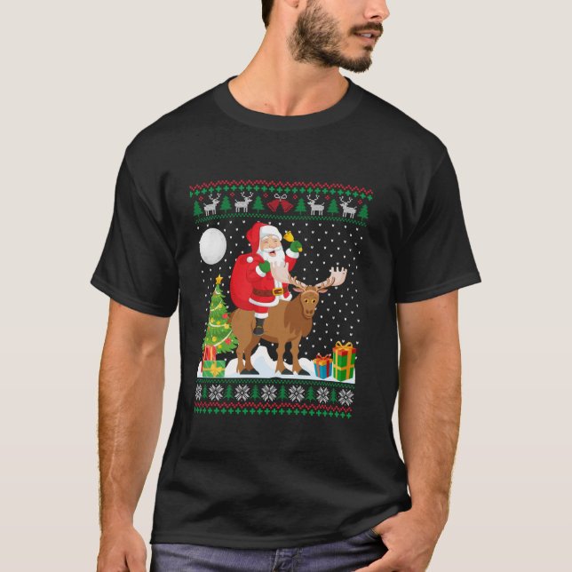 T-shirt Vilain Sweater Design Funny Père Noël Riding M (Devant)