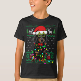 T-shirt Vilaine lumière de Noël Dachshund Chien Chien Chie
