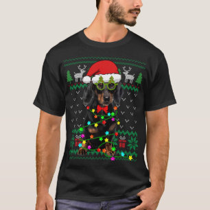 T-shirt Vilaine lumière de Noël Dachshund Chien Chien Chie