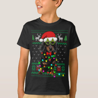 T-shirt Vilaine lumière de Noël Dachshund Chien Chien Chie