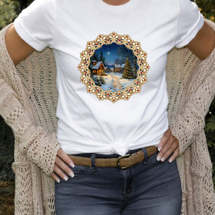 T-shirt Village de Noël vintage sur napperon