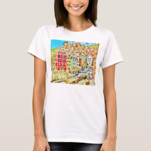 T-shirt Village de pêche de la Riviera d'Italien, Flowy