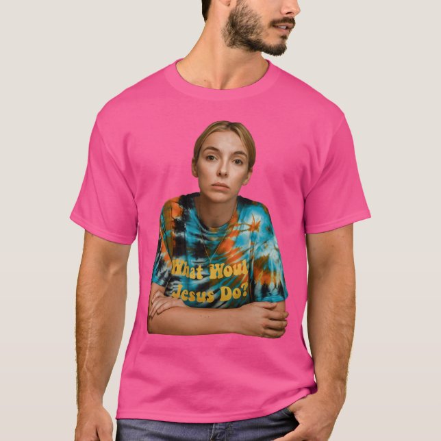 T-shirt Villanelle Pensive Que ferait Jésus tuant Eve (Devant)