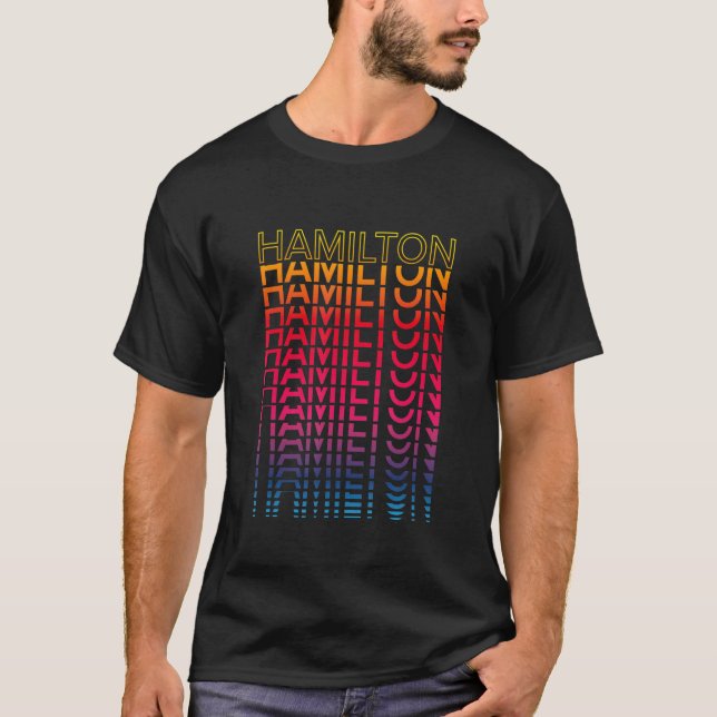 T-shirt Ville colorée rétro Nostalgic Hamilton (Devant)