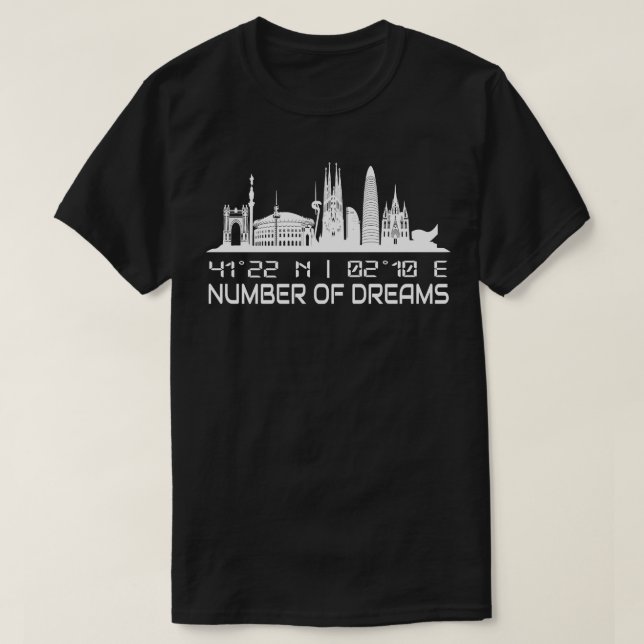 T-shirt Ville Coordonnées GPS de Barcelone Skyline (Design devant)