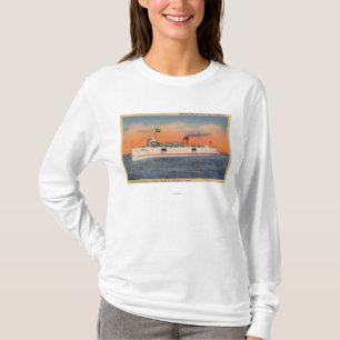 T-shirt Ville de Mackinaw, MI - vue de ville de Cheboygan