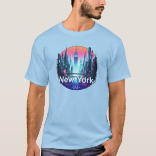 T-shirt Ville de New York éclairée par Neon