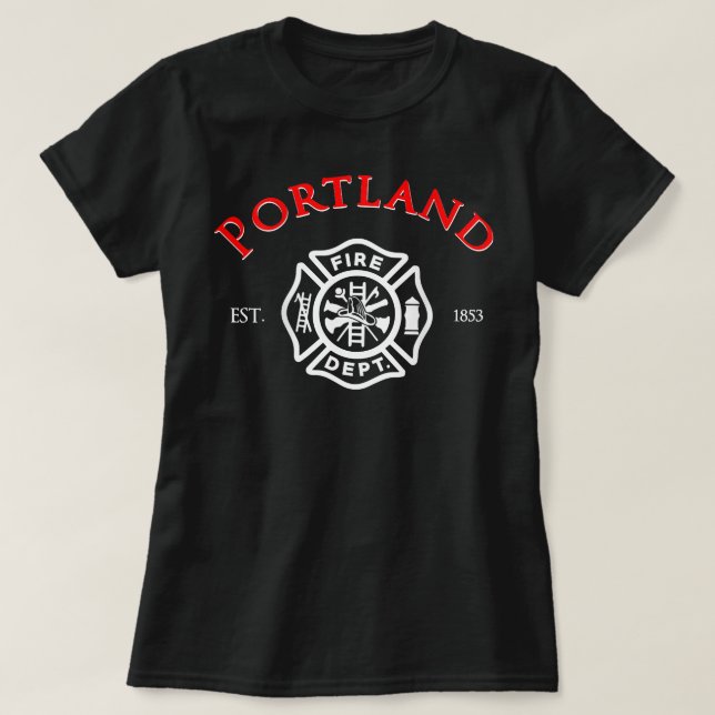 T-shirt Ville de Portland Secourt incendie Oregon Pompier  (Design devant)