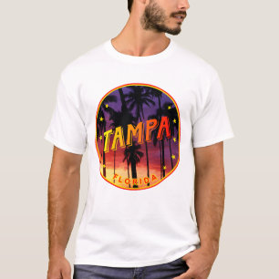 T-shirt Ville de Tampa design avec coucher de soleil et pa