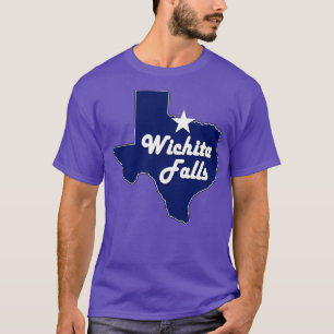 T-shirt Ville de Wichita Falls Texas Lone State Map Navy B
