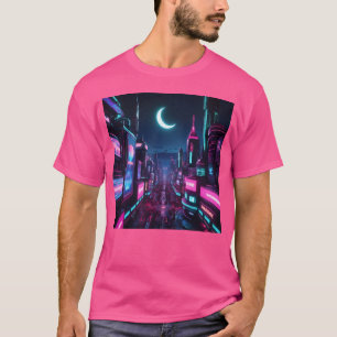 T-shirt Ville éclairée au néon la nuit ami