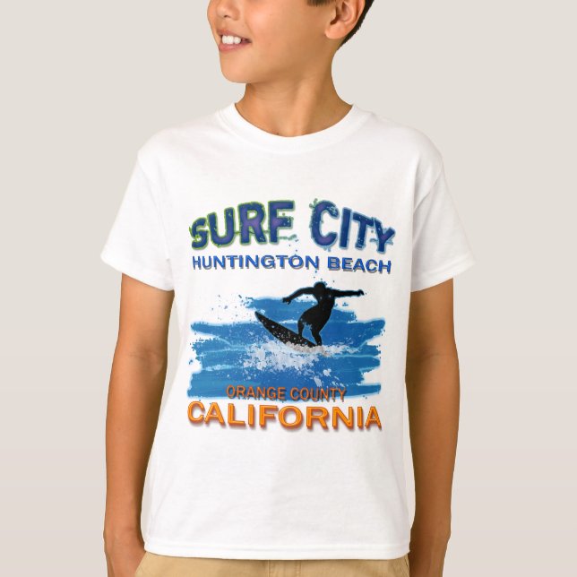 T-SHIRT VILLE HUNTINGTON BEACH DE SURF (Devant)