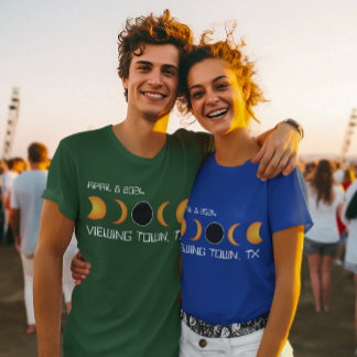 T-shirt Ville personnalisée Etat Total Solaire Eclipse 202