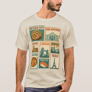 T-shirt Villes de voyage Vintage Postage Timbre esthétique