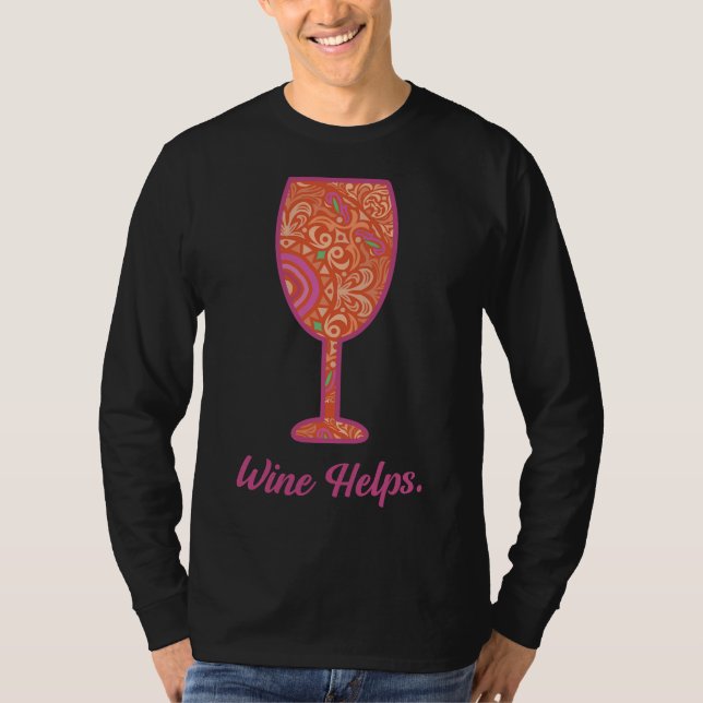 T-shirt Vin Aide Vin Verre Mandala (Devant)