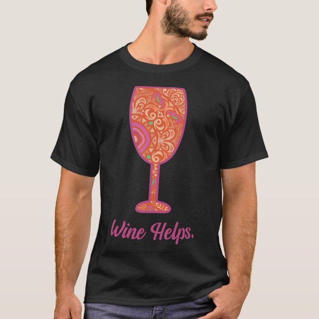 T-shirt Vin Aide Vin Verre Mandala (Devant)