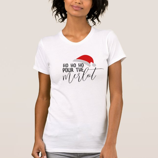 T-shirt Vin amusant pour Merlot Pun Humour Noël (Devant)