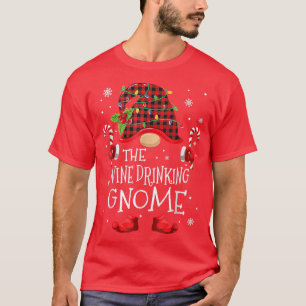 T-shirt Vin Boire Gnome Buffalo Plaid Matching Family