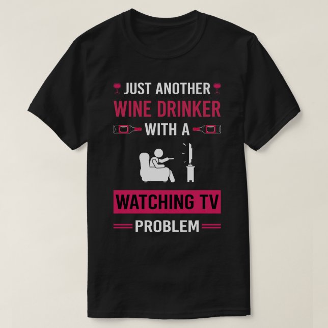 T-shirt Vin buveur regarder la télévision (Design devant)