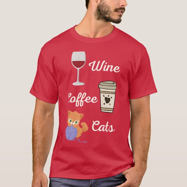 T-shirt Vin Café Chats 70 ans ami (Devant)
