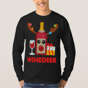 T-shirt Vin Cerf Reindeer Drôle Boire Maman Noël