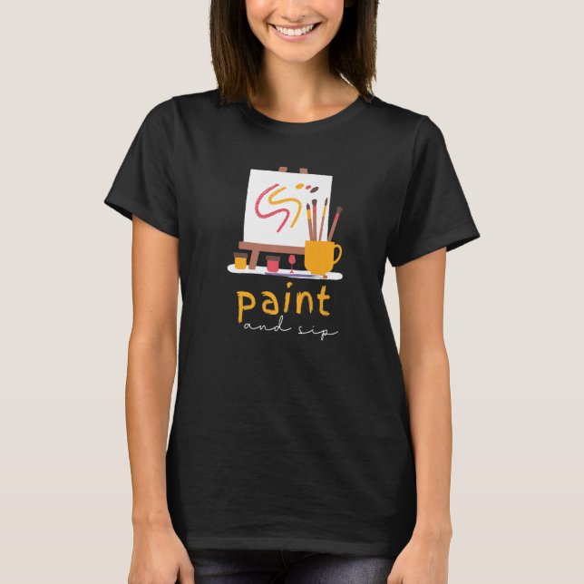 T-shirt Vin de fête de peinture et Sip Boire Rainbow Paint (Devant)