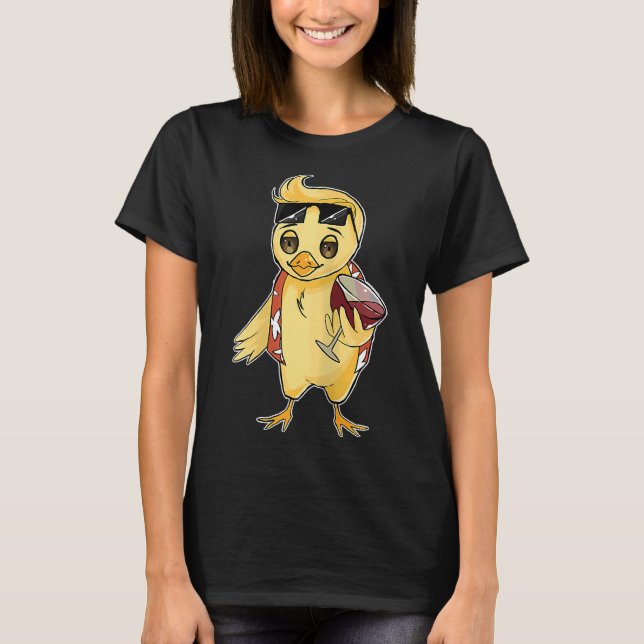 T-shirt Vin de liqueur Boire du poulet (Devant)