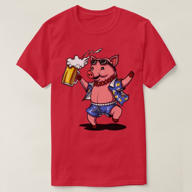 T-shirt Vin de porc Boire de l'amour amusant Porc de ferme (Design devant)