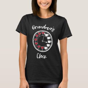 T-shirt Vin et café amusant pour les femmes Horloge de gra