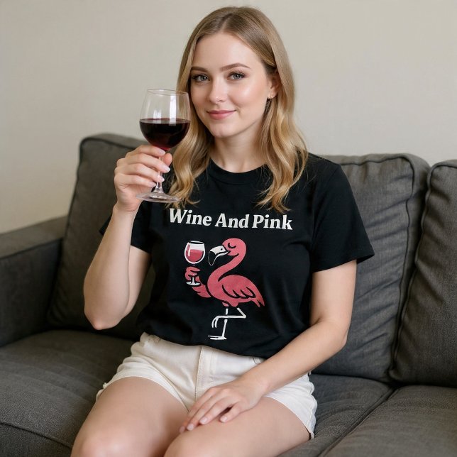 T-shirt Vin Et Flamant Rose (Créateur téléchargé)