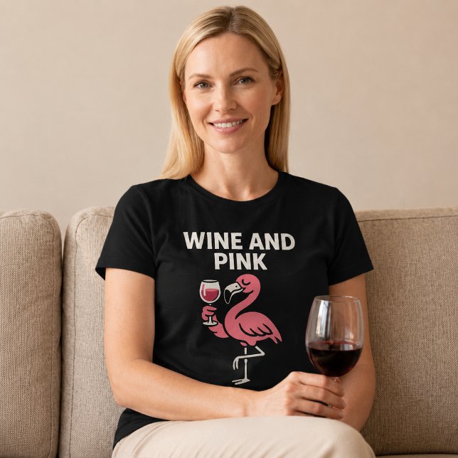 T-shirt Vin Et Flamant Rose (Créateur téléchargé)