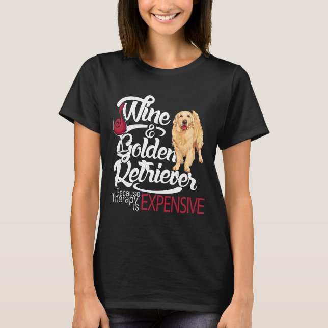 T-shirt Vin Et Golden Retriever (Devant)