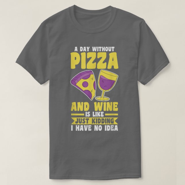 T-shirt vin et pizza (Design devant)