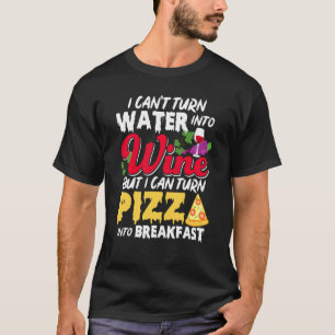 T-shirt Vin Et Pizza Pour Petit Déjeuner Mème Drôle Pour F
