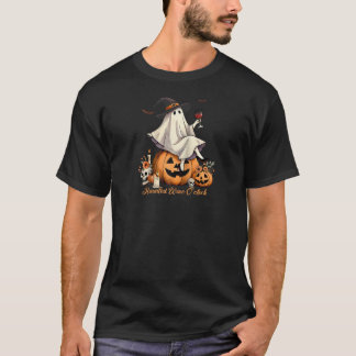 T-shirt Vin hanté O horloge Fantôme Boire Coquette Hallo