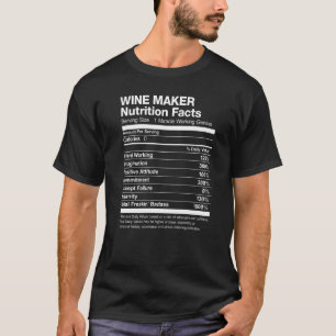 T-shirt Vin Maker Nutrition Facts Drôle 1