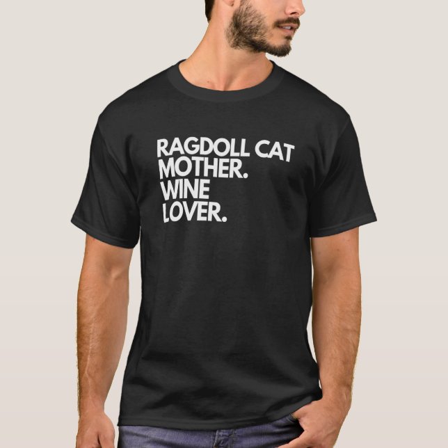 T-shirt Vin Mère Chat Ragdoll (Devant)
