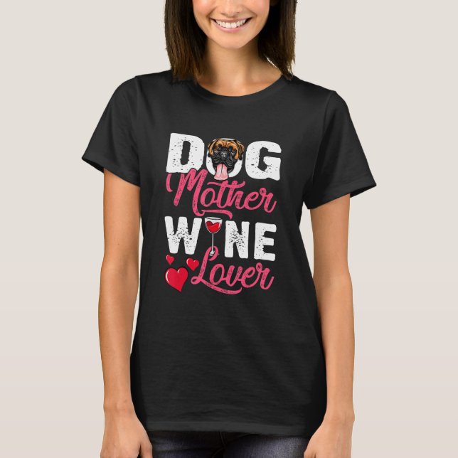T-shirt Vin Mère Chien Boxe Distressé (Devant)