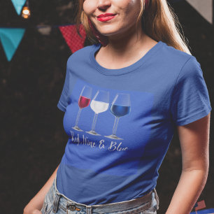 T-shirt Vin rouge Bleu 4 juillet fête de l'indépendance