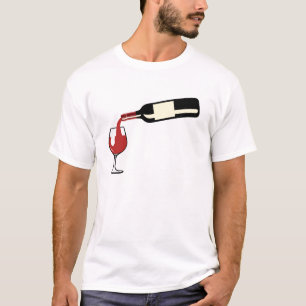 T-shirt vin rouge bouteille verse verre pied alcool humour