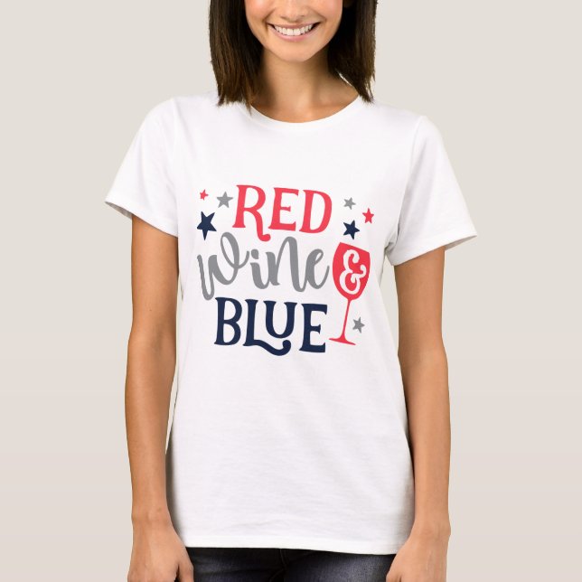 T-shirt Vin Rouge Et Bleu (Devant)