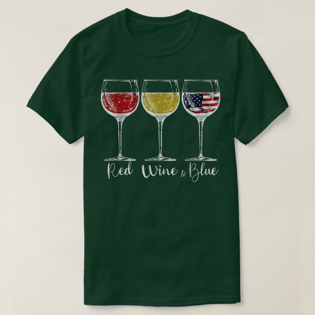 T-shirt Vin Rouge Et Lunettes Bleues, États-Unis États-Uni (Design devant)