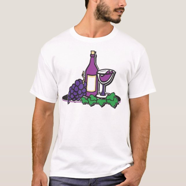 T-shirt Vin rouge et raisins pourpres (Devant)