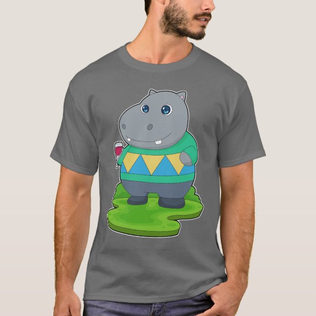 T-shirt Vin rouge hippo (Devant)