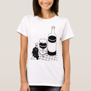 T-shirt Vin Verre et bouteille Raisins Boisson alimentaire