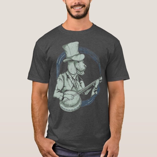 T-shirt Vinage Bluegrass banjo ligne sud chien de danse (Devant)